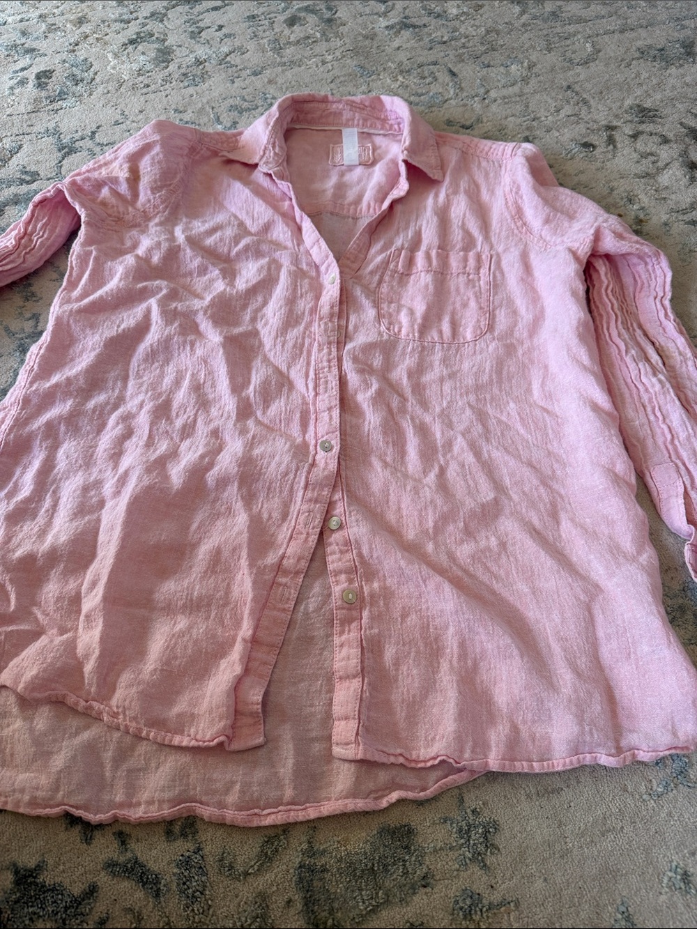 Sigrid Olsen Light Pink Button-Down Shirt LINEN